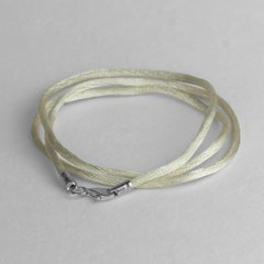 Шовковый шнурок бежевого кольору із срібними вставками, 40, 0.98, шелк