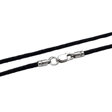 Шелковый шнурок черного цвета с серебряными вставками, 40, 0.98, шелк