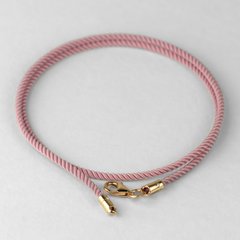 Срібний шовковий плетений шнурок  Milan рожевого кольору з позолоченими вставками для хрестика, 35, 0.98, шовк Milan