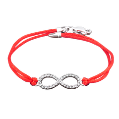 Червоний шовковий браслет із вставкою нескінченність з камінням, 18.0, 1.95, 0.06, шелк