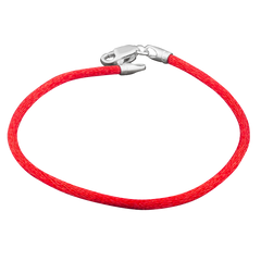 Червоний шовковий браслет із срібним замком, 15.0, 0.95, шелк