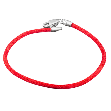 Красный шелковый браслет с серебряным замком, 15.0, 0.95, шелк