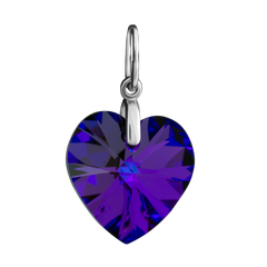 Серебряная подвеска Сердце с кристаллом Svarovsky, 3.10, 2.70, кристалл Swarovsky