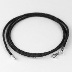 Срібний шовковий плетений шнурок  Milan чорного кольору для хрестика, 35, 0.98, шовк Milan