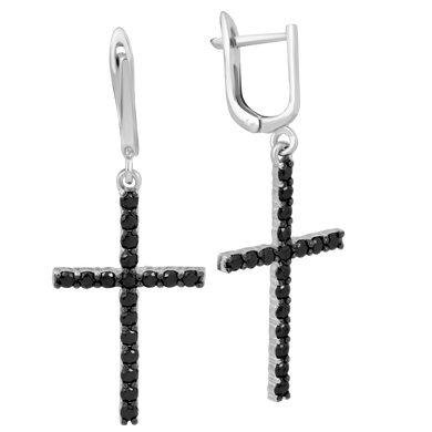 Сережки з підвісками "Хрестик", 3.60, 0.50, куб. цирконія